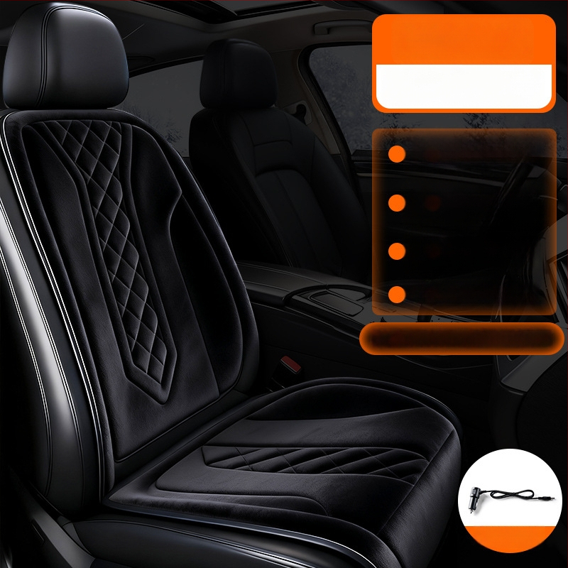 Grafénová vykurovacia podložka na sedadlo auta, zima, 12V/24V, univerzálne, povrch fleecu, výplň z velúru
