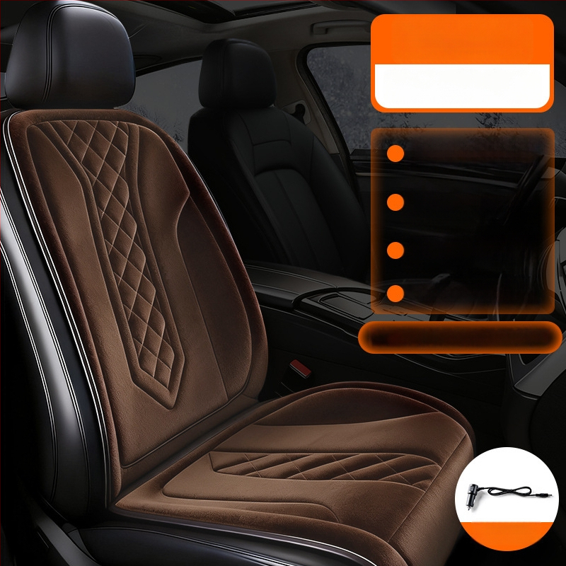 Grafénová vykurovacia podložka na sedadlo auta, zima, 12V/24V, univerzálne, povrch fleecu, výplň z velúru