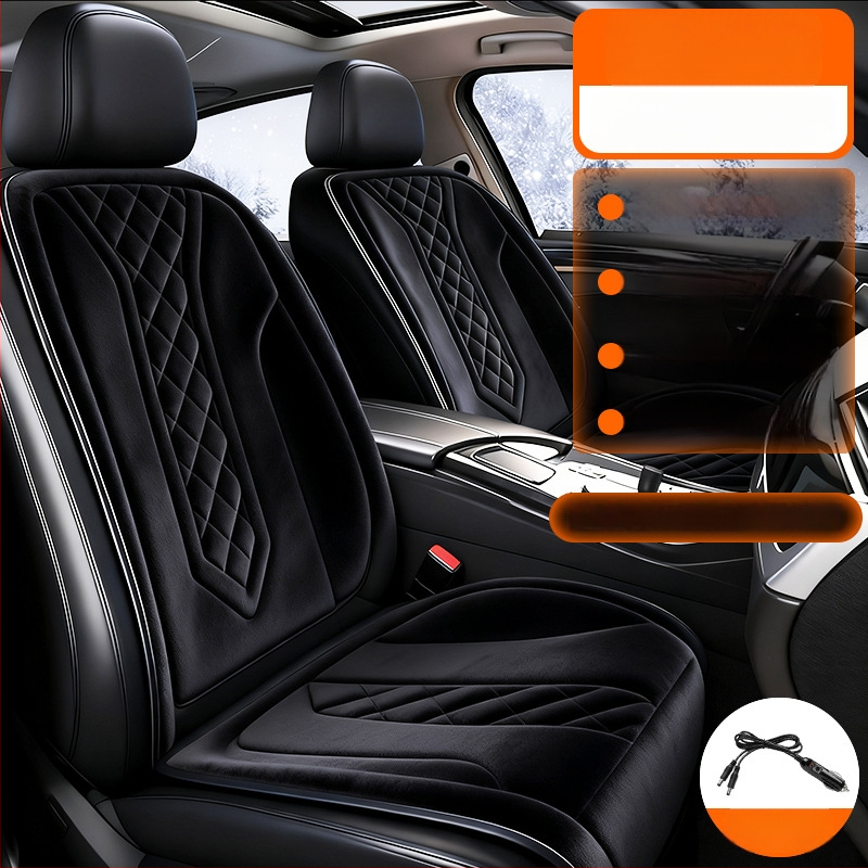 Grafénová vykurovacia podložka na sedadlo auta, zima, 12V/24V, univerzálne, povrch fleecu, výplň z velúru