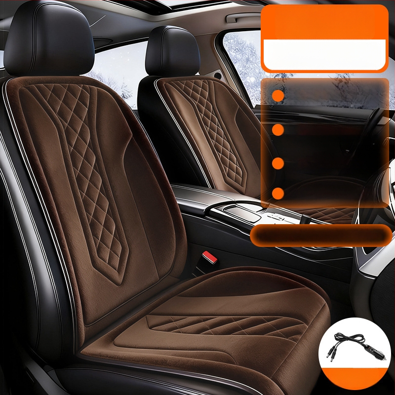 Grafénová vykurovacia podložka na sedadlo auta, zima, 12V/24V, univerzálne, povrch fleecu, výplň z velúru