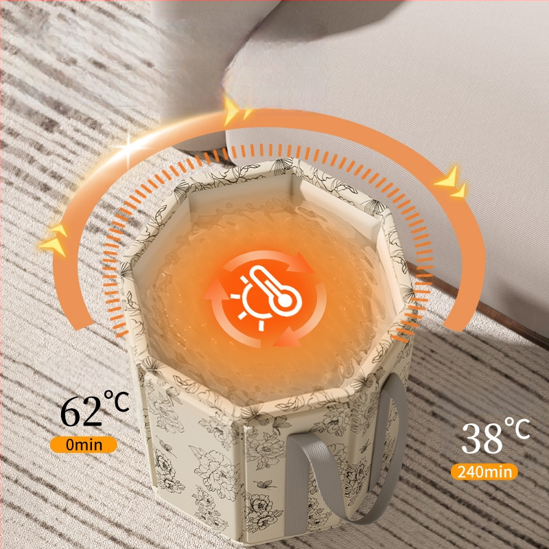 Skladaný hlboký kúpeľ na nohy s vekom, pre domácu potrebu, nepremokavá látka, hrubé steny, hladina vody nad 25 cm