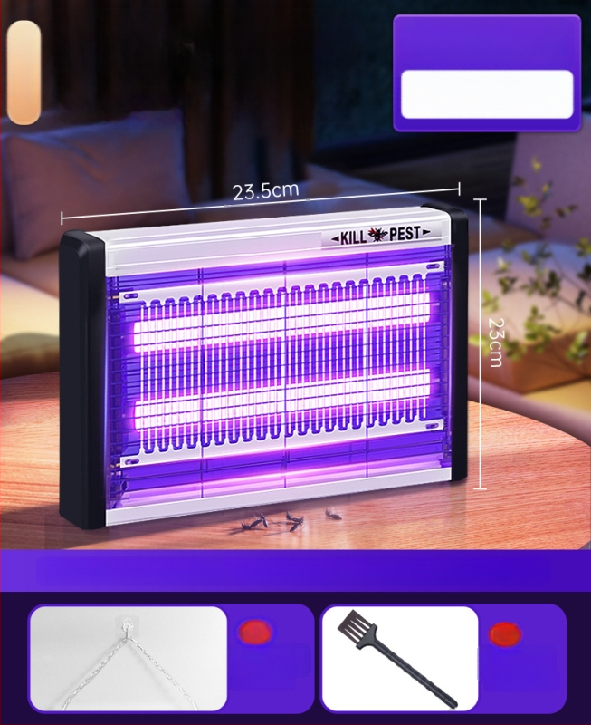 Nástenná LED lampa na komáre s prilákaním svetlom a elektrošokom, hliníková sieť, vhodná pre 61 m² a viac, 2-ročná záruka