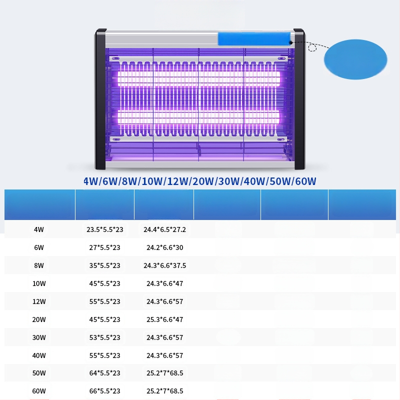 Nástenná LED lampa na komáre s prilákaním svetlom a elektrošokom, hliníková sieť, vhodná pre 61 m² a viac, 2-ročná záruka
