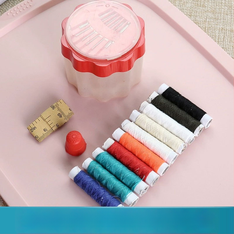 Šijací box s thimble setom, nástroje pre cross-stitch, prenosné, mini skladovanie