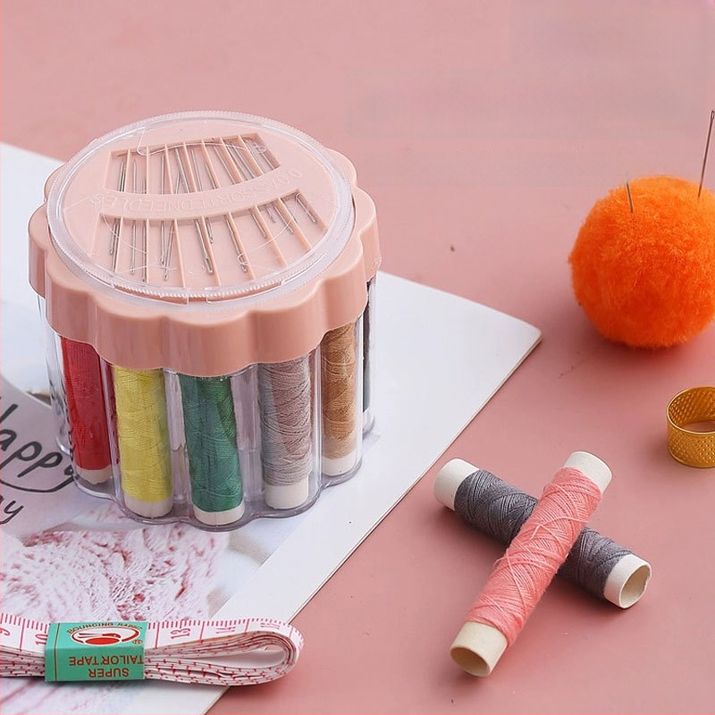 Šijací box s thimble setom, nástroje pre cross-stitch, prenosné, mini skladovanie