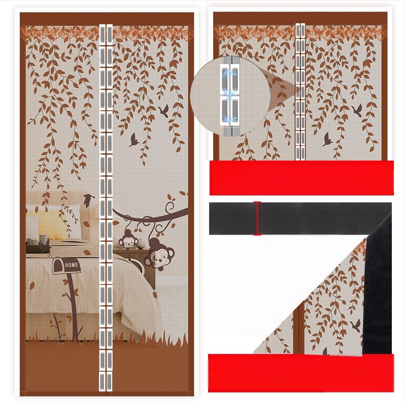 Sieťová dverová záves do spálne, moderný minimalistický štýl, vzor rastlín