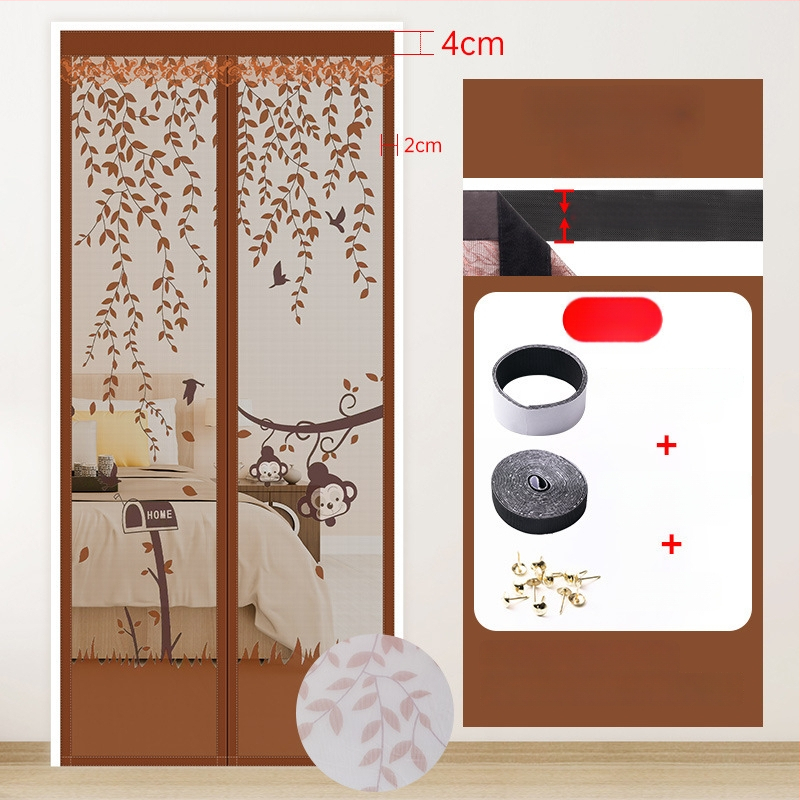 Sieťová dverová záves do spálne, moderný minimalistický štýl, vzor rastlín