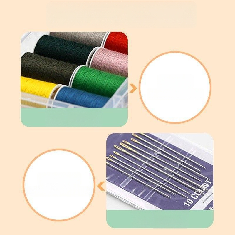 30-osaline õmblustarvikute komplekt kaasaskantavas kolmekorruselises hoiukastis