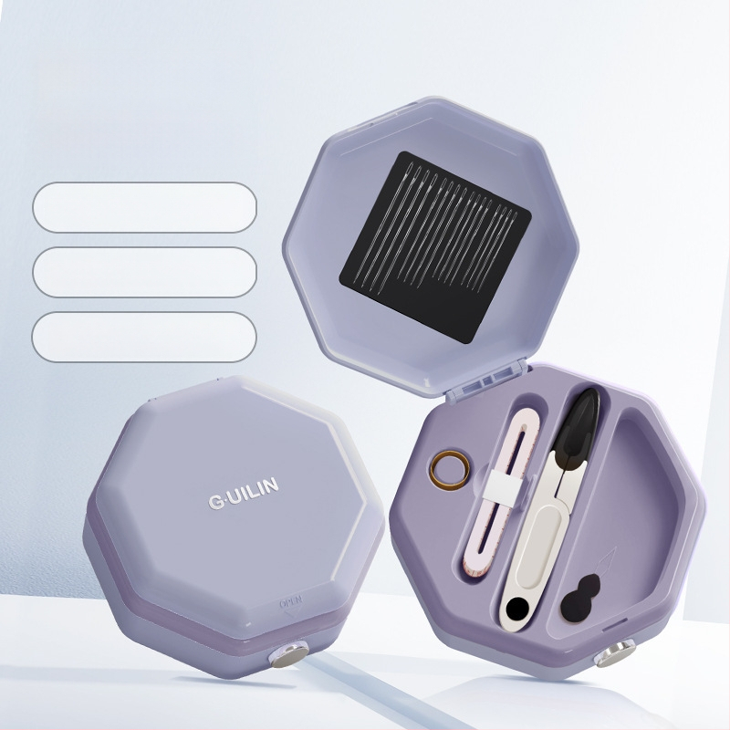 Prenosná vrecková súprava na šitie s plastovým puzdrom, 60 kusov, jednoduchý dizajn