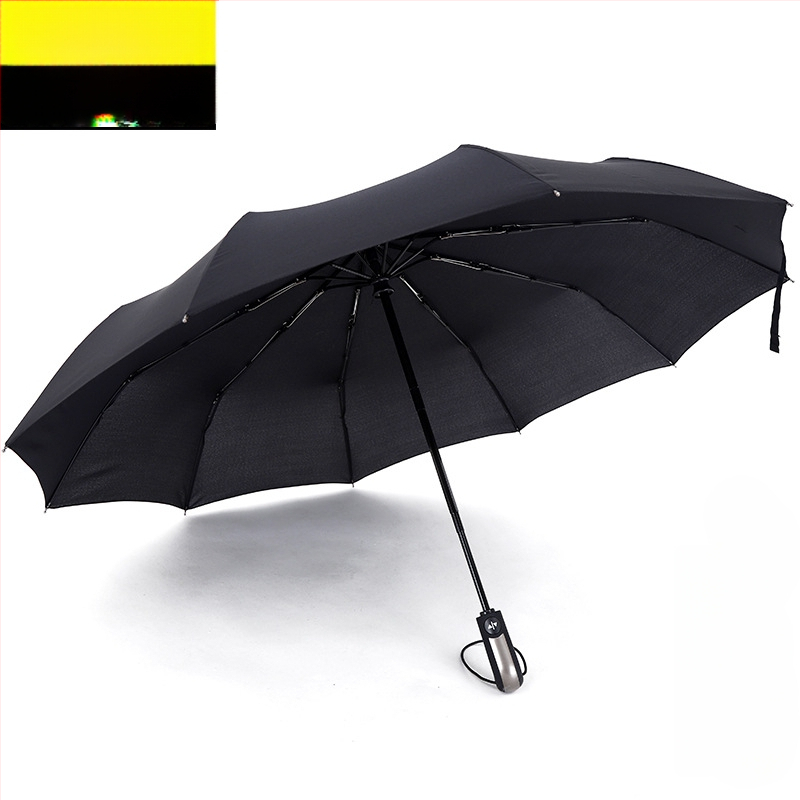 Automatický 10-rebrový skladací dáždnik, trojoddielový, vetru odolný, s reklamnou logom