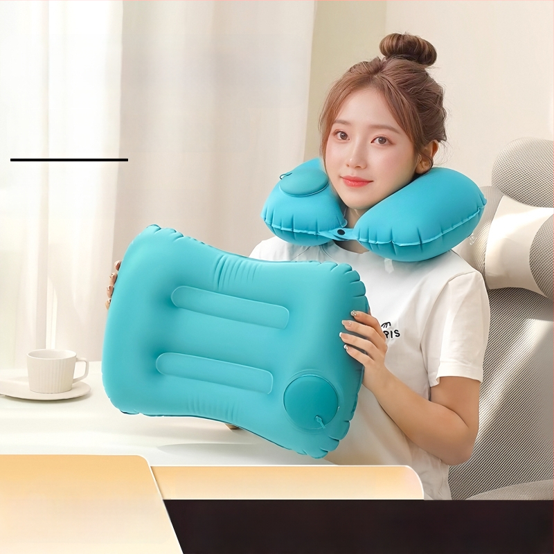 Nafukovací cestovný vankúš s oporou bedra, skladací, 122 g, hrubší vzdušný vankúš