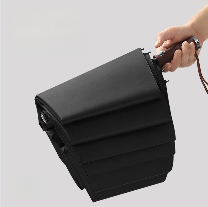 Automatický skladací dážďnik s 10-rebrovým vláknovým rámom, 190T látka, UPF50+ ochrana, tlač loga