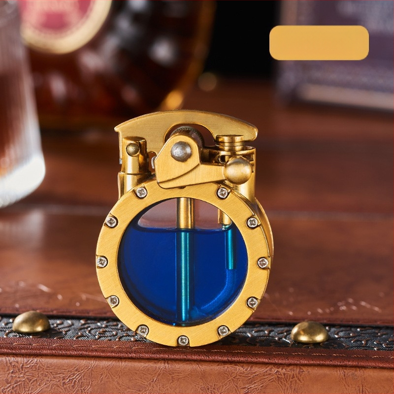 Kovový kerosénový zapaľovač s retro dizajnom rocker ramena, vetruodolný, s logom, zbierateľný