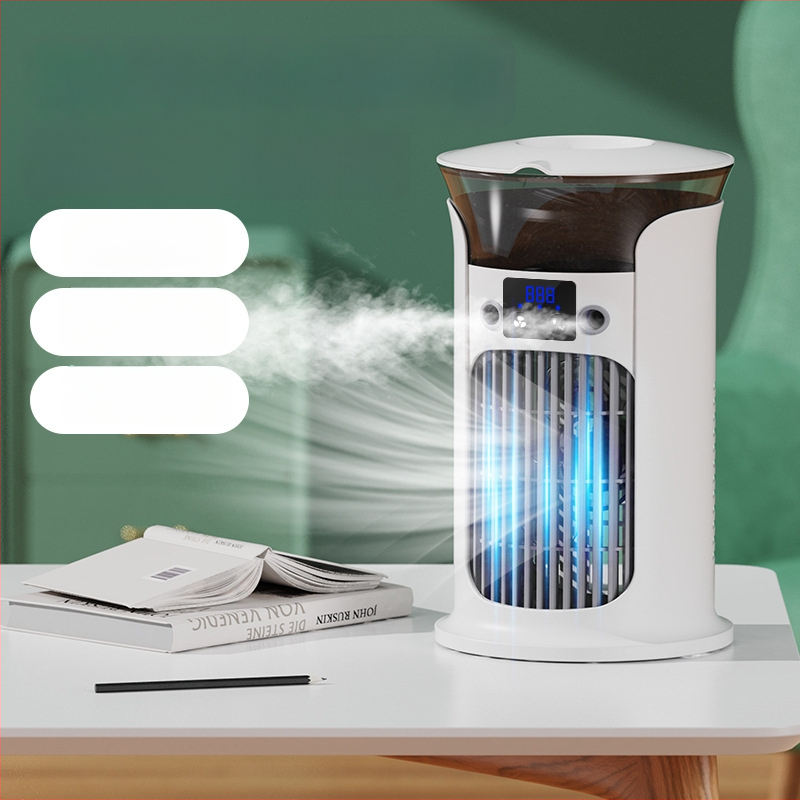 USB stolný chladič vzduchu s postrekom, 3-lopatkový DC kefový motor, 3 rýchlosti vetra, tichý chod <36 dB, 3.7V 5W