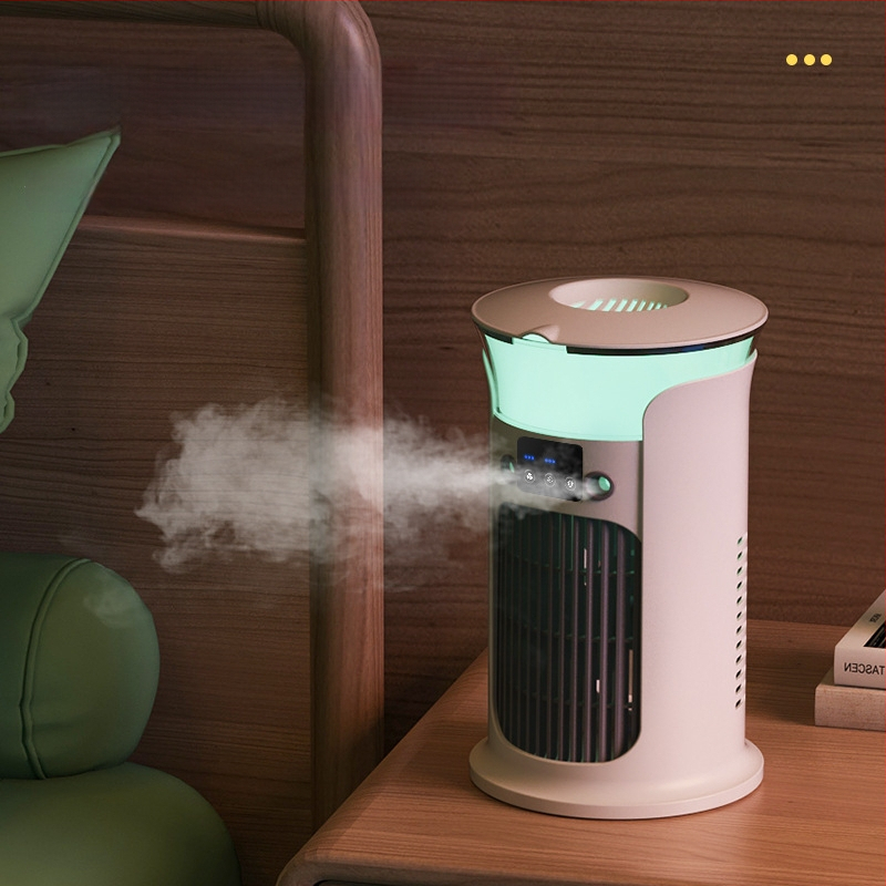 USB stolný chladič vzduchu s postrekom, 3-lopatkový DC kefový motor, 3 rýchlosti vetra, tichý chod <36 dB, 3.7V 5W