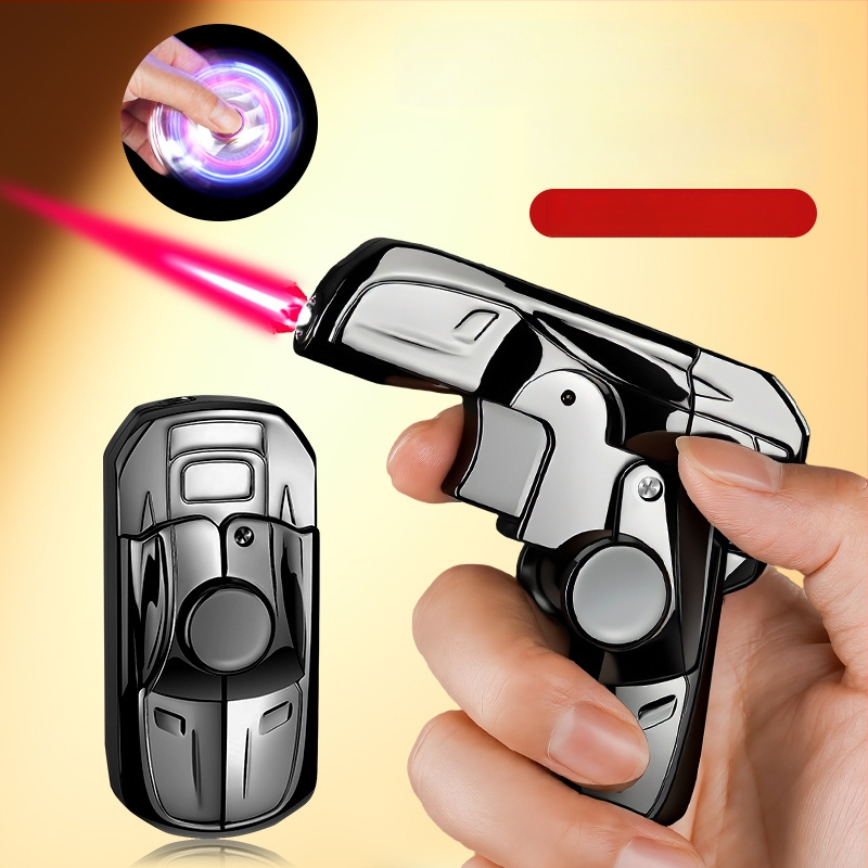 Butánový zapaľovač, odolný voči vetru, skladací gyroskopický dizajn, plastové telo, opakovane plniteľný