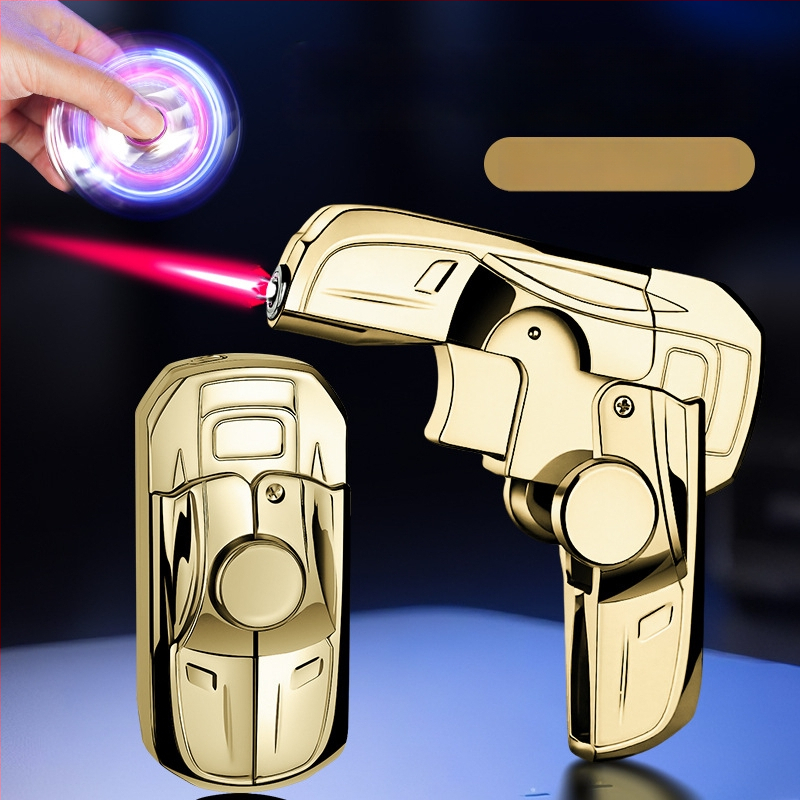 Butánový zapaľovač, odolný voči vetru, skladací gyroskopický dizajn, plastové telo, opakovane plniteľný