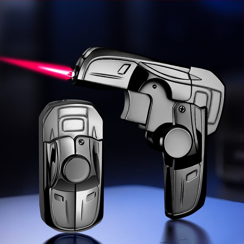 Butánový zapaľovač, odolný voči vetru, skladací gyroskopický dizajn, plastové telo, opakovane plniteľný