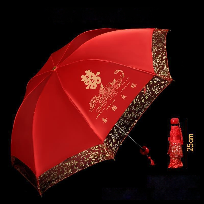 Sklopiteľný dážďnik, etnický štýl, polomer 50-55 cm, ramená a tyč zo zliatiny, UPF 40+