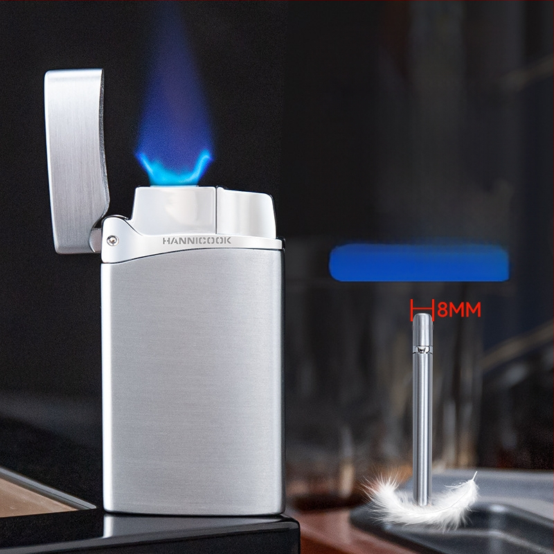 Vetruodolný zapalovač zo zliatiny zinku, ultra tenký, priamy plameň, bután, darčekové balenie.