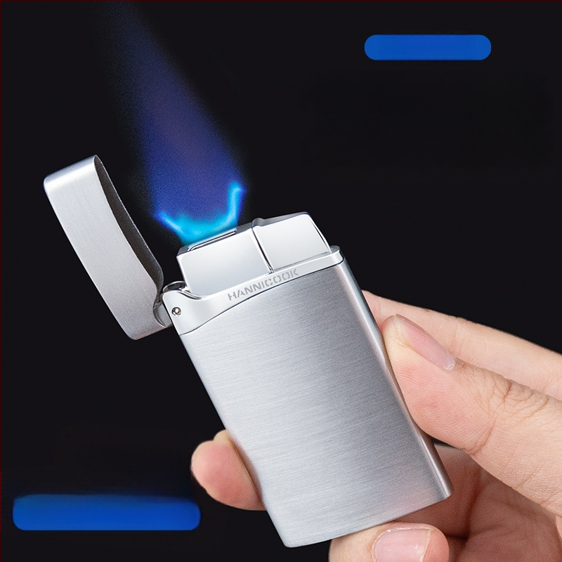 Vetruodolný zapalovač zo zliatiny zinku, ultra tenký, priamy plameň, bután, darčekové balenie.