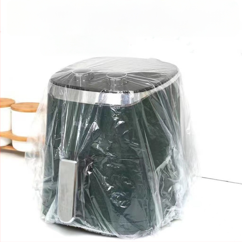 Jednorázový kryt proti prachu pre univerzálny typ kuchynskej fritézy, priehľadný materiál, elastický pás, dvojbalenie, odolný voči teplote -60°C až 140°C