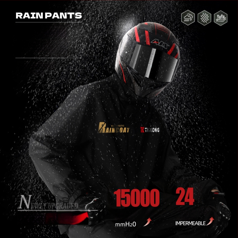 Rozdelený set dažďového plášťa na motocykel – PVC vrstva; hrubá tkanina Chunya