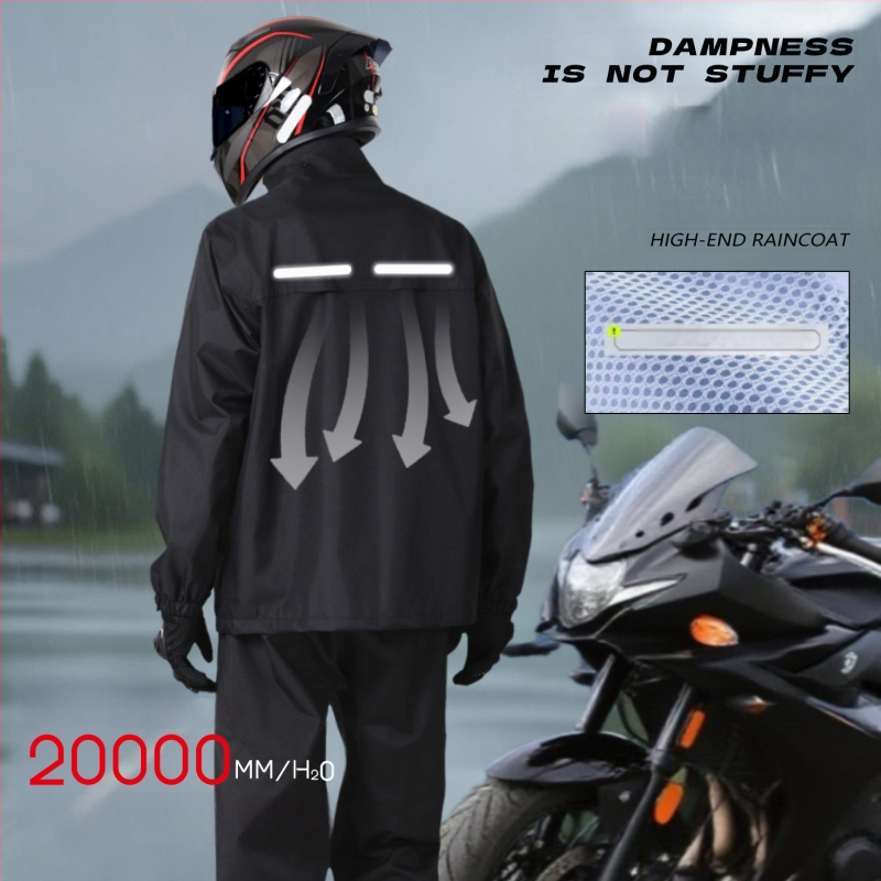 Rozdelený set dažďového plášťa na motocykel – PVC vrstva; hrubá tkanina Chunya