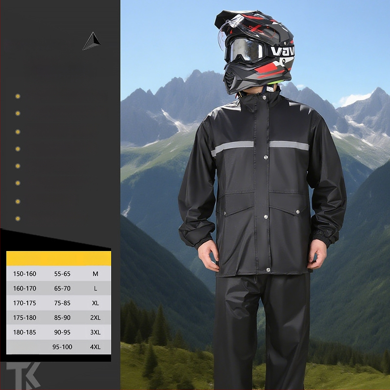 Rozdelený set dažďového plášťa na motocykel – PVC vrstva; hrubá tkanina Chunya