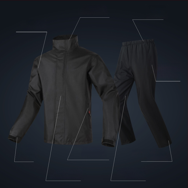 Rozdelený set dažďového plášťa na motocykel – PVC vrstva; hrubá tkanina Chunya