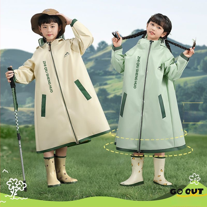 Detský dažďový pončo do školy — EVA látka, hrubý, klasický štýl