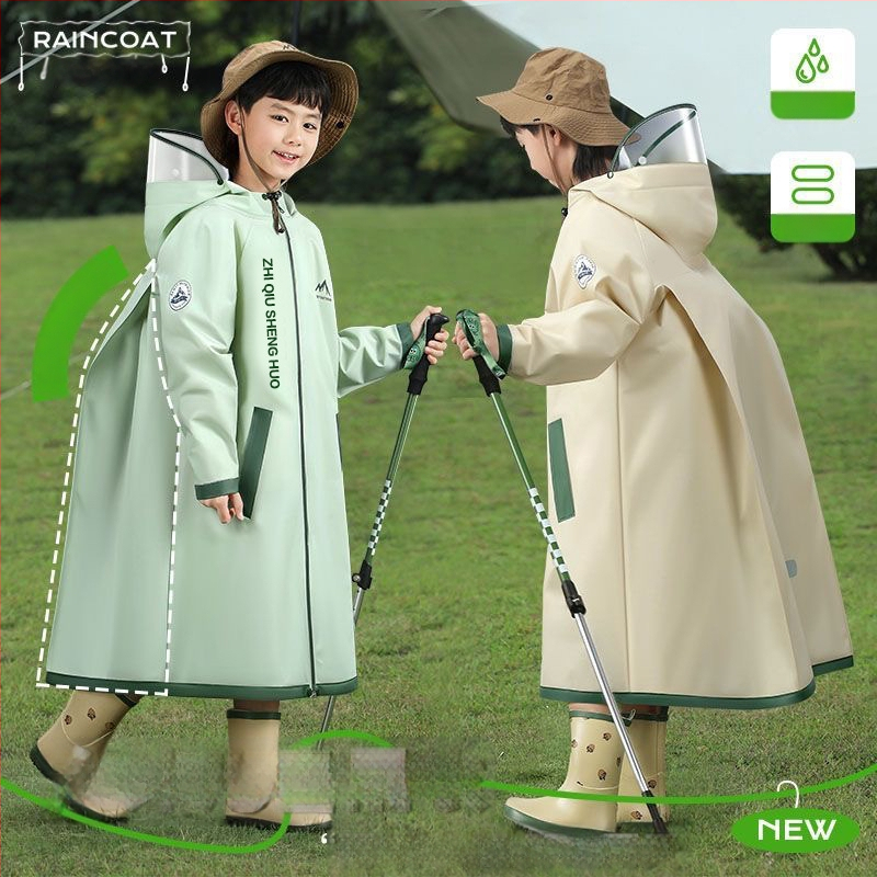 Detský dažďový pončo do školy — EVA látka, hrubý, klasický štýl