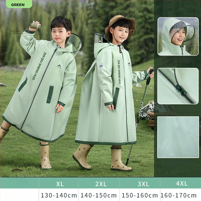 Detský dažďový pončo do školy — EVA látka, hrubý, klasický štýl