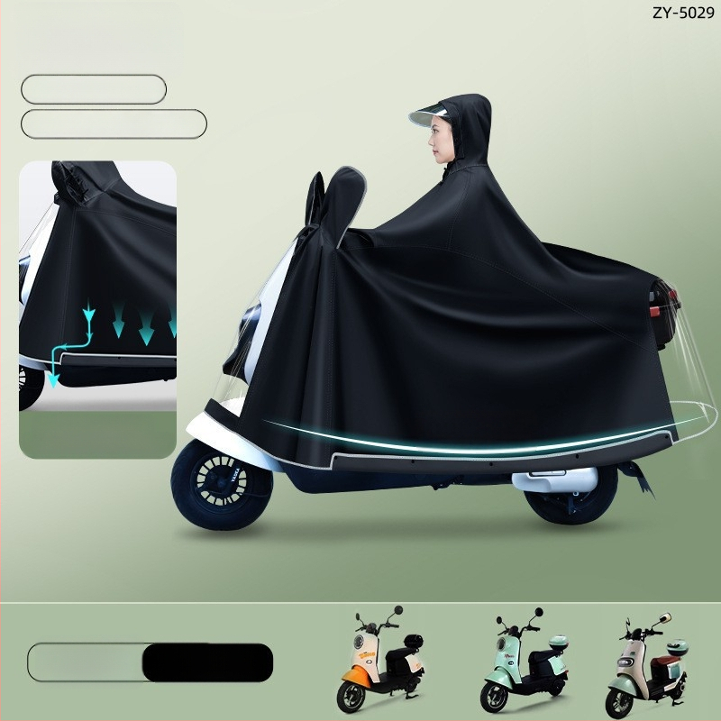 Celotelesný dažďový plášť pre motorku/elektrický skúter, Oxford látka, PVC vodotesný vrstva, hrubý štýl, 22 denier, Model ZY-5029