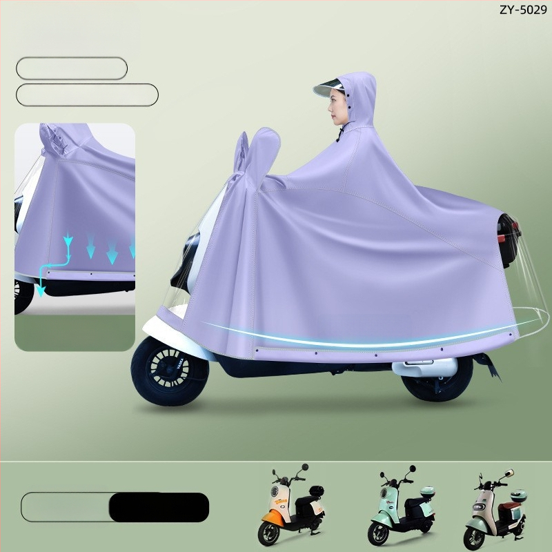 Celotelesný dažďový plášť pre motorku/elektrický skúter, Oxford látka, PVC vodotesný vrstva, hrubý štýl, 22 denier, Model ZY-5029