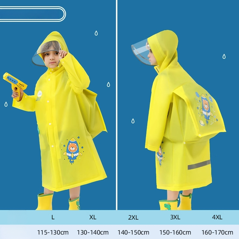 Detské pončo na dážď, EVA látka, cartoon štýl, kompatibilné s batohom, viacúčelové dážďové oblečenie