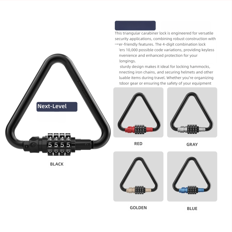 Mechanický zámok s kódom pre košík na prilbu bicykla – séria 10, materiál: železo/zinkový kov/ABS, hrúbka zámovej tyčky 10 mm, vzdialenosť tyčí 75 mm