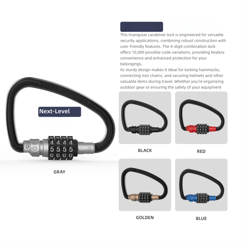 Mechanický zámok s kódom pre košík na prilbu bicykla – séria 10, materiál: železo/zinkový kov/ABS, hrúbka zámovej tyčky 10 mm, vzdialenosť tyčí 75 mm
