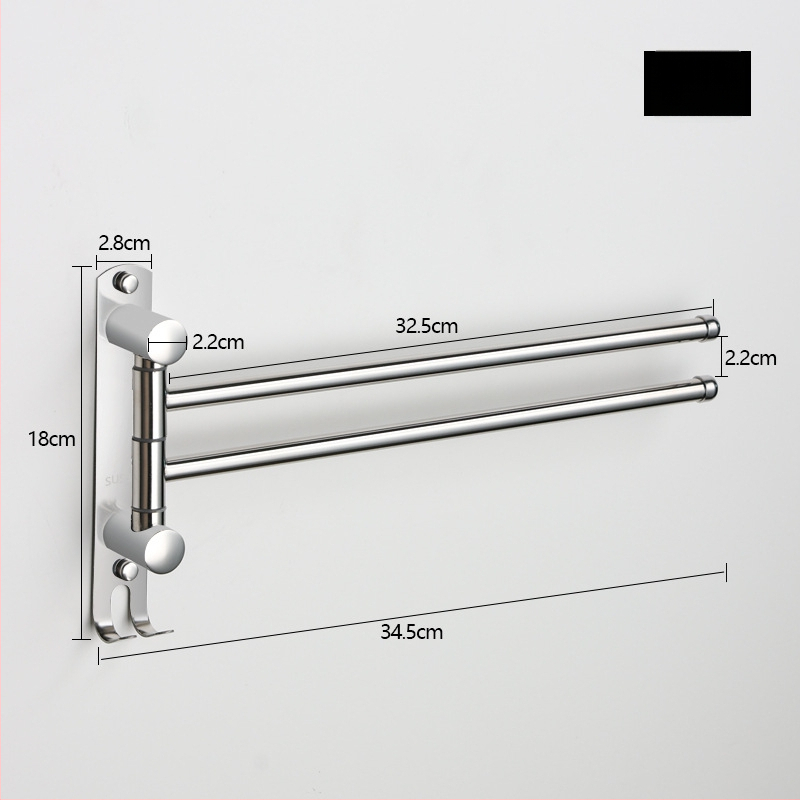 Držiak na uteráky z nehrdzavejúcej ocele, otočný, bez vŕtania, skladovací viacfunkčný, nosnosť 10 kg