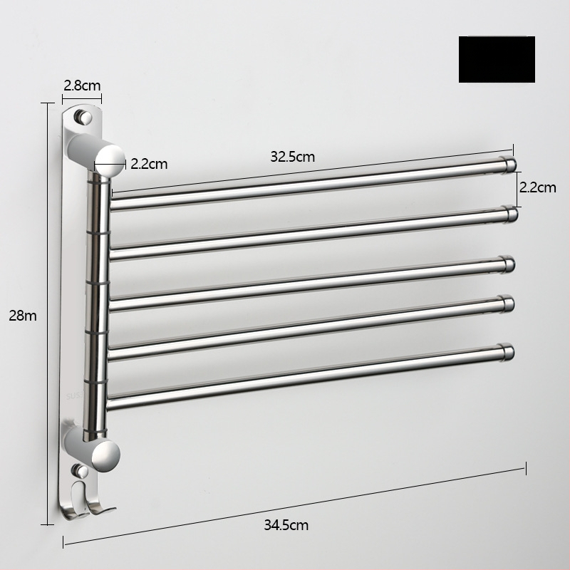 Držiak na uteráky z nehrdzavejúcej ocele, otočný, bez vŕtania, skladovací viacfunkčný, nosnosť 10 kg