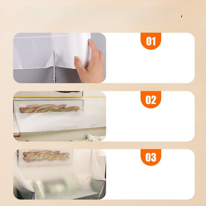 Prachotesný film na nábytok – séria Dustproof film, materiál: PE film + washi páska, hrúbka 60–70 μm, základný materiál: japonský papier, lepidlo na vodnej báze, priepustnosť 80%