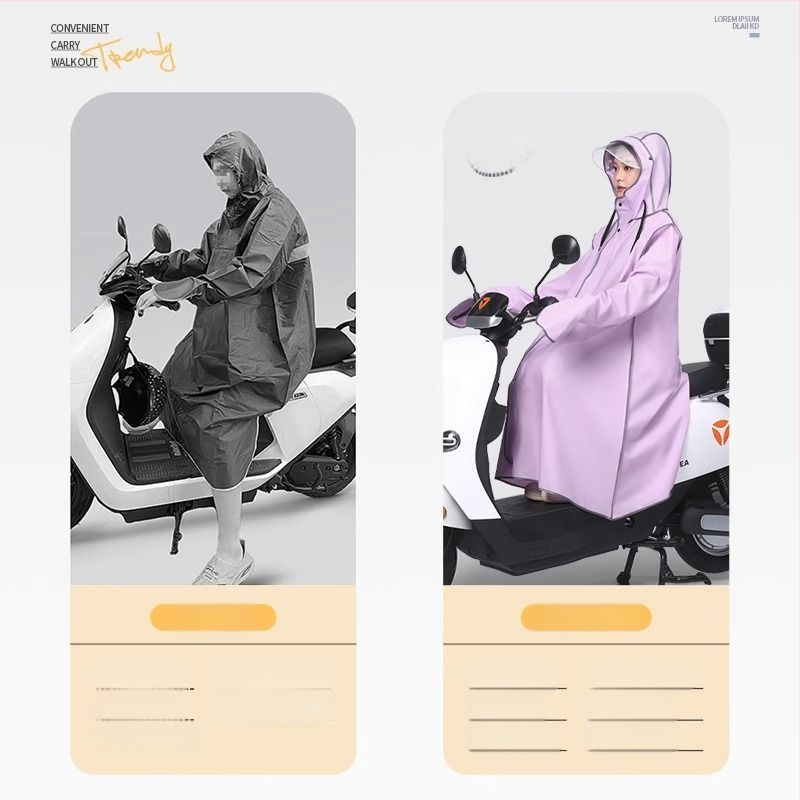 Unisex pláštenka na dážď pre dospelých na bicykel a elektrické vozidlo – PVC látka, PU vodotesný povlak, opakovane použiteľná, tenký štýl