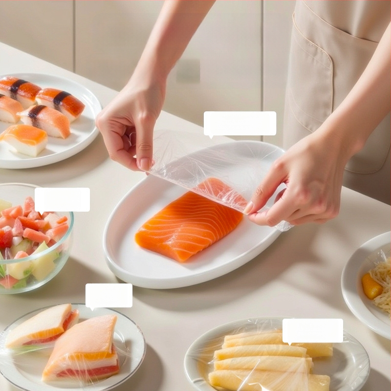 Obal na potravinový film – jednorazový kryt na zavesenie, PE materiál, domáce použitie, 60 kusov