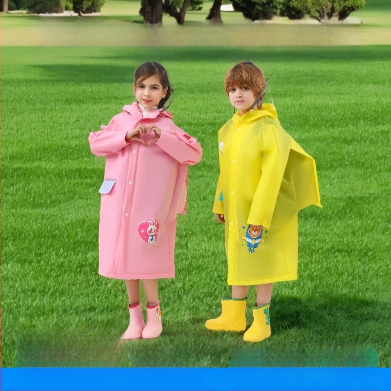 Detský dažďový pončó z EVA materiálu, cartoon štýl, viacúčelové dažďové pončo pre deti, konvenčná hrúbka, bez impregnácie