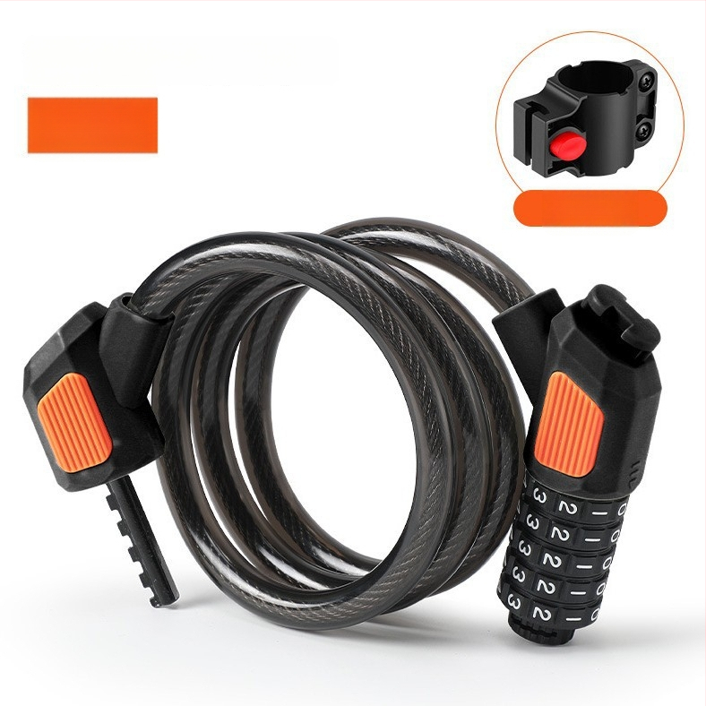 Päťčíselný zámok na bicykel JOHORSE CB-11028, oceľové lanko, všeobecné použitie, hmotnosť 500 g