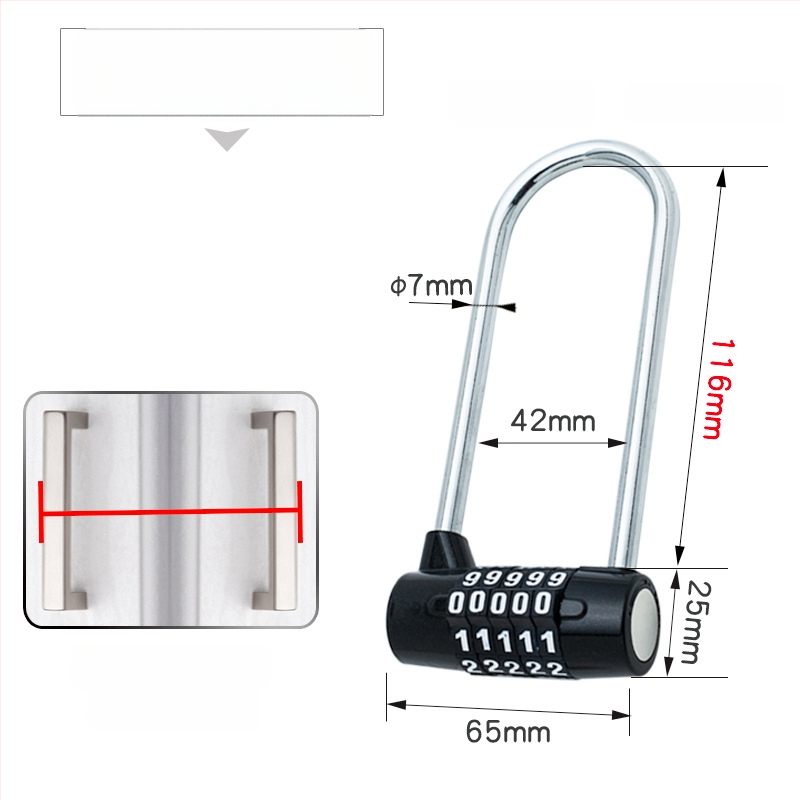 Rukoväť skrinky s číselným zámkom | model JL-115, materiál: zliatina zinku + PC, hrúbka zámkovej tyče 7 mm, rozstup zámkovej tyče 43 mm, typ: čísla, štýl: moderná jednoduchosť