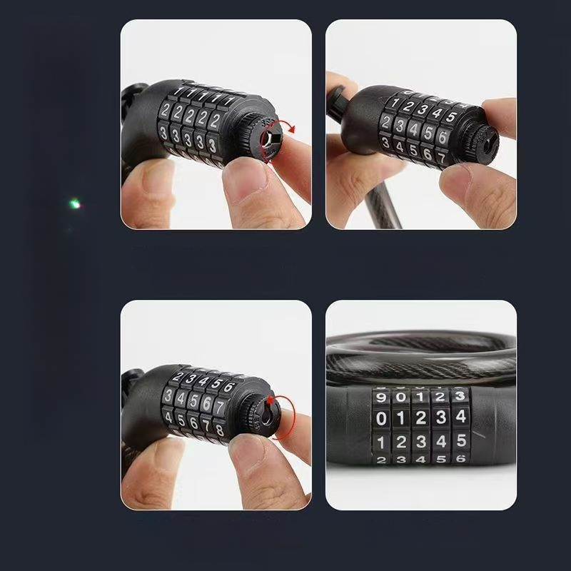 Zámok na bicykel s heslom a oceľovým káblom, prenosný anti‑krádežný zámok pre horské bicykle