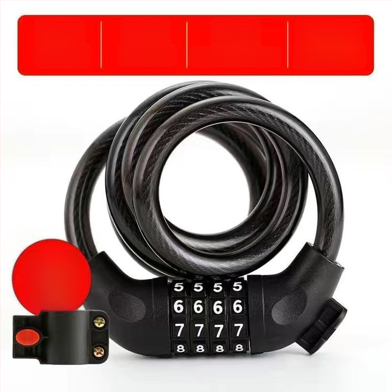 Zámok na bicykel s heslom a oceľovým káblom, prenosný anti‑krádežný zámok pre horské bicykle