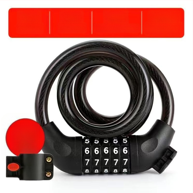 Zámok na bicykel s heslom a oceľovým káblom, prenosný anti‑krádežný zámok pre horské bicykle