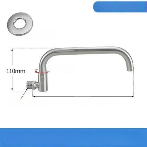 Nerezový kuchynský drezový kohút s inštaláciou do steny, otočný, len studená voda, keramický diskový ventil, brúsený povrch